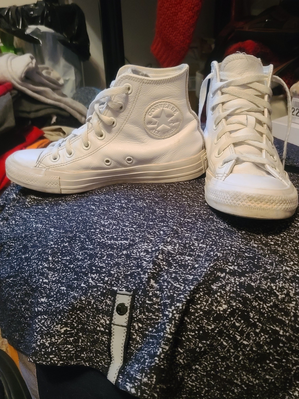 Converse White Leather High-Top Sneakers